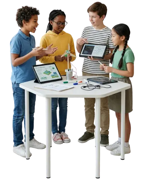 Crianças aprendendo tecnologia na SuperGeeks